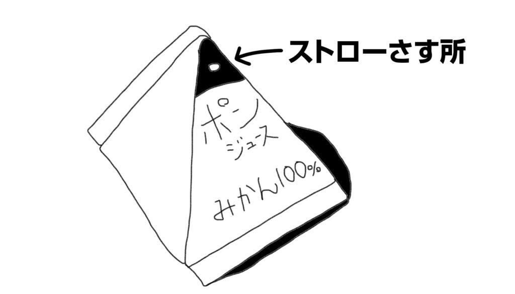 小学生の頃、土曜日は帰り際にポンジュースをもらって持って帰っていた。
三角のポンジュース。