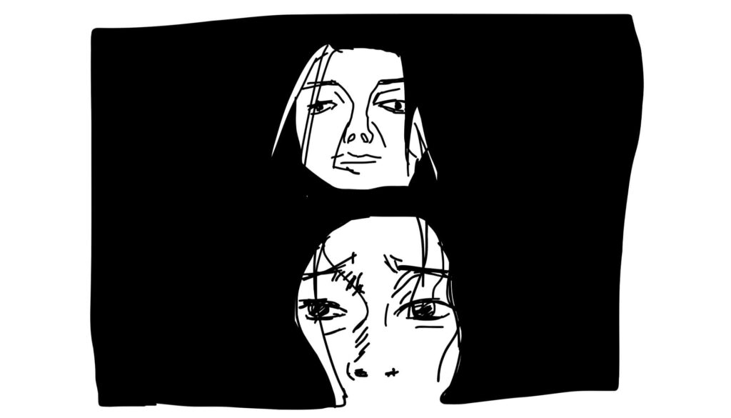 韓国のホラー映画「ストリーマー：恐怖のライブ配信」。終盤にストリーマーのモモの後ろに映る、女性の幽霊が怖い。